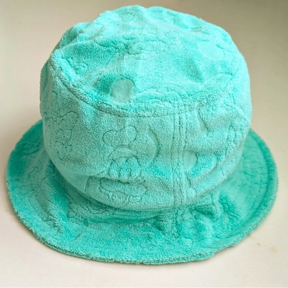 Disney Parks Adults Bucket Hat - Mickey Mouse & Friends Terry Cloth teal NWOT